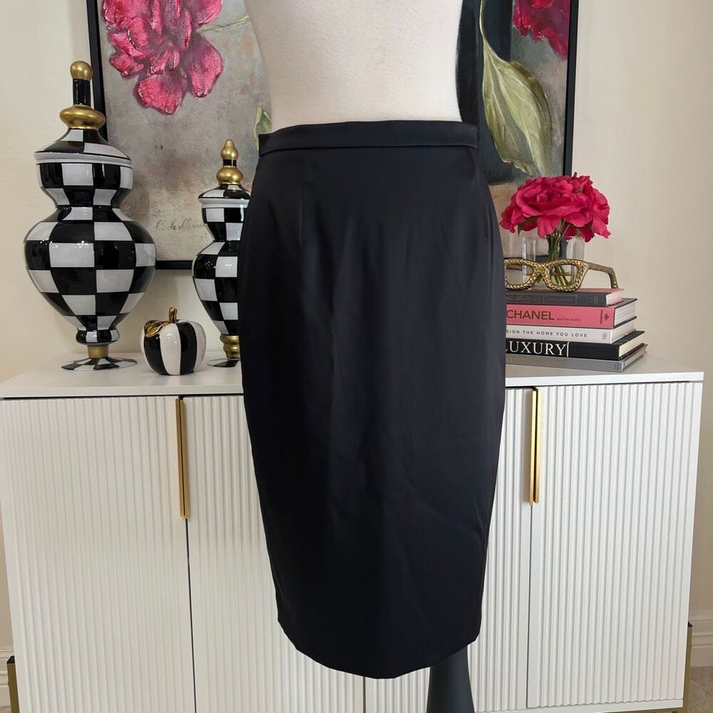 St. John Evening Women's Satin Silk Blend Lined Pencil Skirt Black Size 6